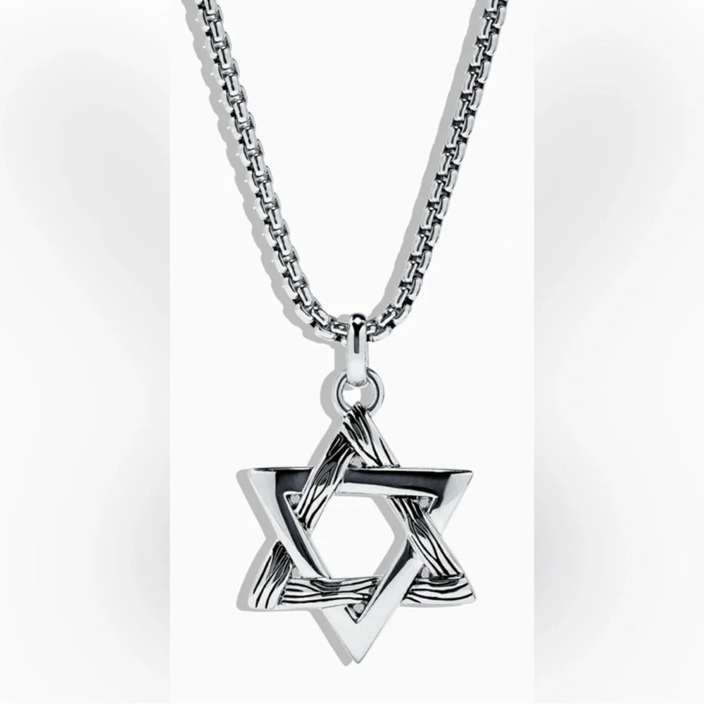 Men’s Effy Star of David Sterling silver pennant only.